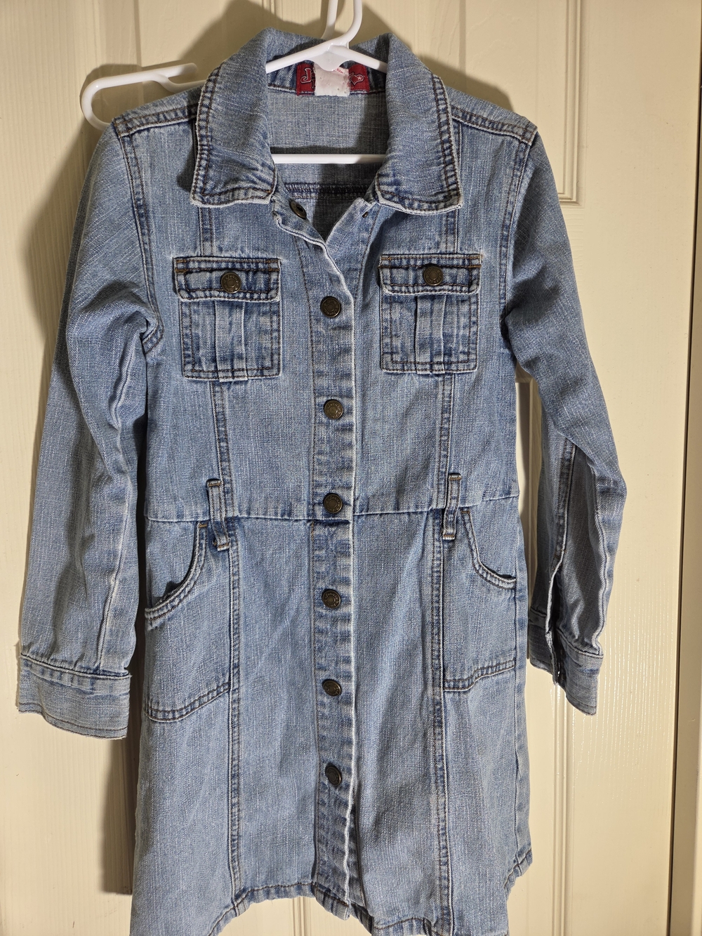 Denim Button-Front Dress - Light Blue